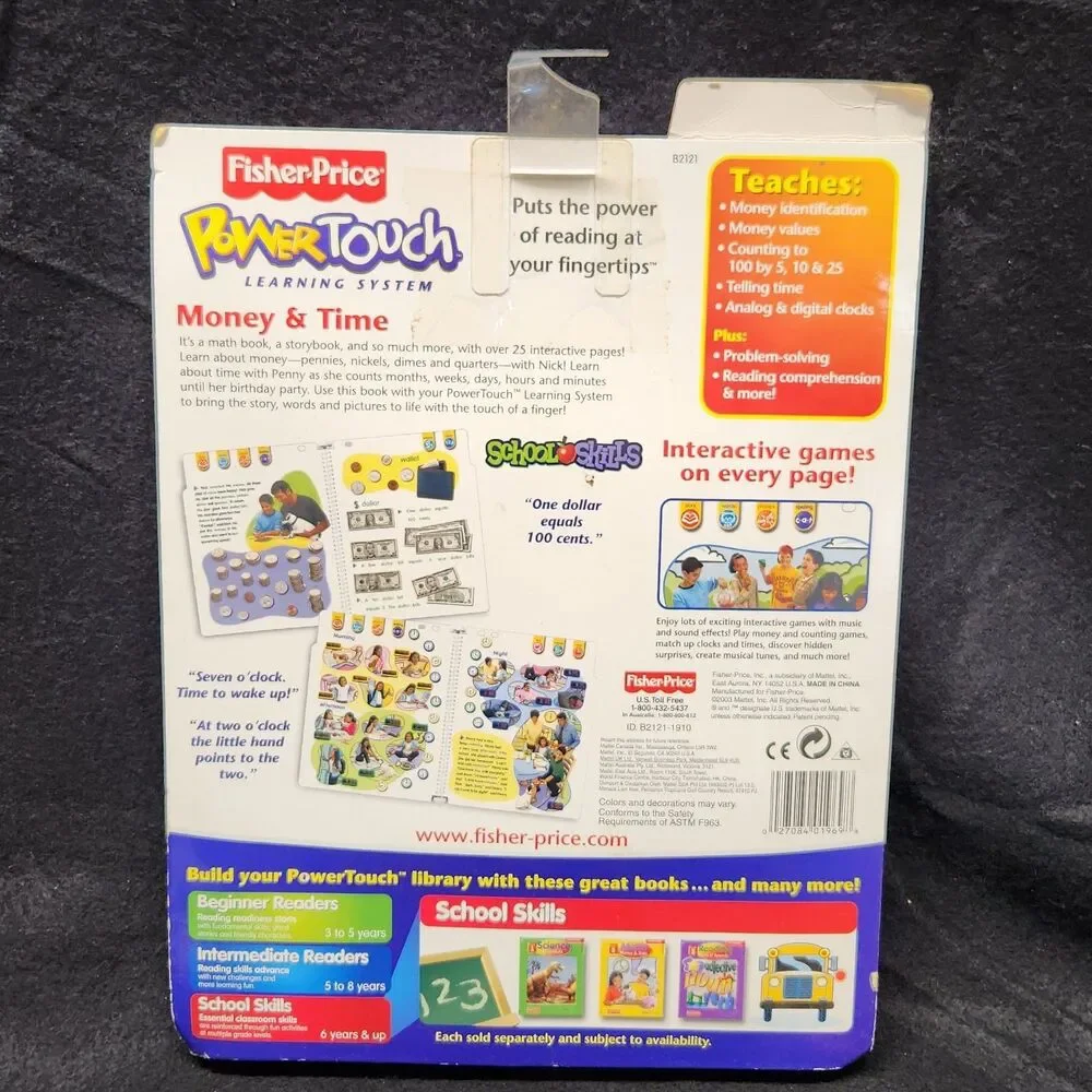 Fisher Price Power Touch Math Money & Time Grade 2 Book and Cartridge New